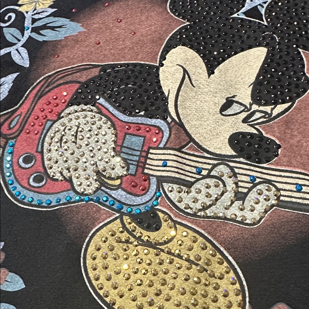 NWT Disney Mickey Mouse Black Forever True Rhinestone Crew Neck Sweater Size L - Picture 5 of 6